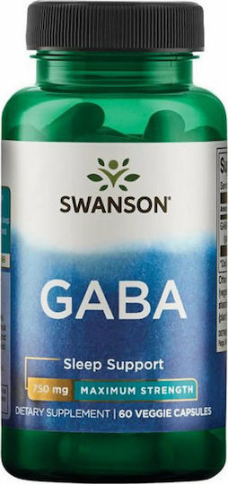 Swanson GABA 750mg Supplement for Sleep 60 veg. caps