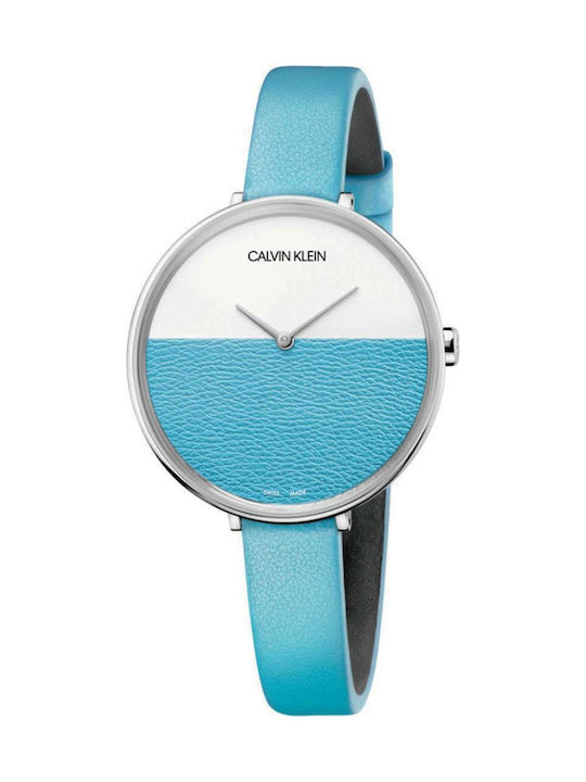 Calvin Klein Rise Watch with Turquoise Leather Strap