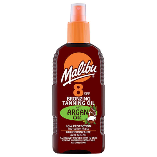 Malibu Argan Öl Wasserdichtes Sonnenöl Körper SPF8 in Spray 200ml