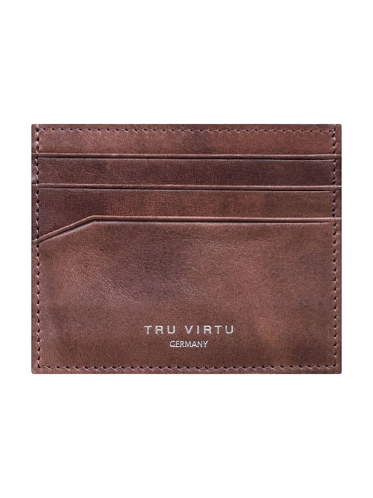 Tru Virtu Wallet Soft Δερμάτινο Ανδρικό Πορτοφόλι Καρτών Καφέ