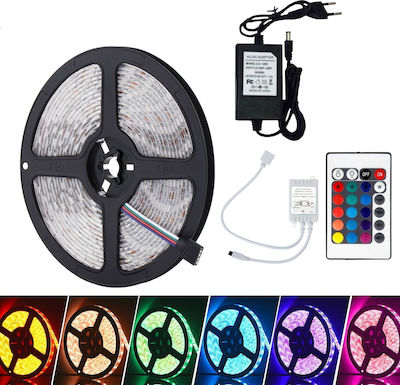 Wasserdicht LED Streifen Versorgung 12V RGB Länge 5m und 60 LED pro Meter Set mit Fernbedienung und Netzteil SMD5050