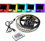 LED Strip Power Supply USB (5V) RGB Length 2x50cm and 60 LEDs per Meter Set with Remote Control and Power Supply SMD5050