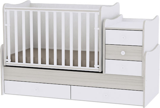 Lorelli Crib Maxi Plus White Light Oak With Mattress And Drawer