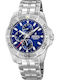 Festina Ανδρικό Ρολόι 44mm Χρονογράφος Μπαταρίας με Ασημί Μεταλλικό Μπρασελέ