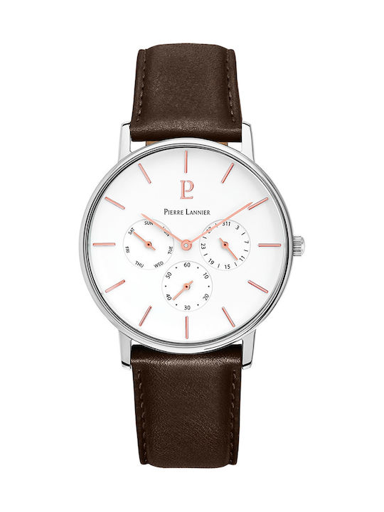 Pierre Lannier Cityline Ανδρικό Ρολόι 39mm Χρονογράφος Μπαταρίας με Καφέ Δερμάτινο Λουράκι