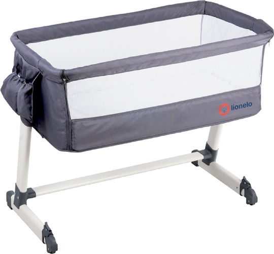 Lionelo Cradle Theo with Mattress, Side Opening, and Wheels Dark Grey