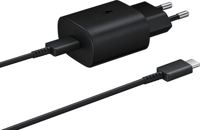 Samsung Φορτιστής με Θύρα USB-C και Καλώδιο USB-C 25W Μαύρος (EP-TA800X Bulk)