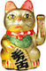 Dekorative Katze aus Keramik Maneki Neko in Gold 20cm 1Stück