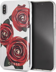 Guess Flower Desire Plastic Back Cover Red (iPhone XS Max)