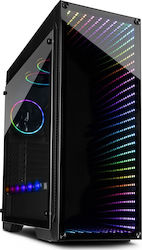 Inter-Tech X-908 Infini2 Gaming Midi Tower Computer Case with Window Panel and RGB Lighting Black
