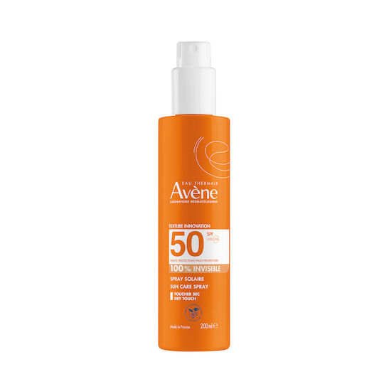 Eau Thermale Avène 100% Invisible Αδιάβροχη Αντηλιακή Λοσιόν Προσώπου & Σώματος SPF50 σε Spray 200ml