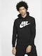 Nike Sportswear Club Herren Sweatshirt mit Kapuze und Taschen Schwarz