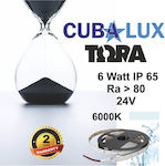 Cubalux Rezistentă la apă Bandă LED Alimentare 24V cu Lumină Alb Rece Lungime 5m și 30 LED-uri pe Metru SMD2835