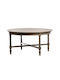 Round Central Coffee Table Antique Made of Solid Wood Beige Height 45cm Width 90cm Length 90cm