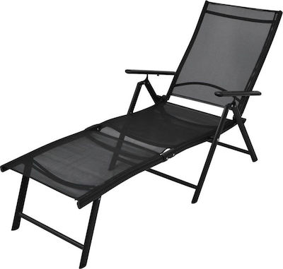 vidaXL Foldable Aluminum Beach Sunbed Black 178x63.5x96cm