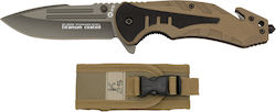 K25 Pocket Knife Brown with Blade made of Stainless Steel in Sheath