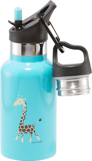 Carl Oscar Kids Water Bottle Thermos Stainless Steel with Straw Non Spill Light Blue 350ml