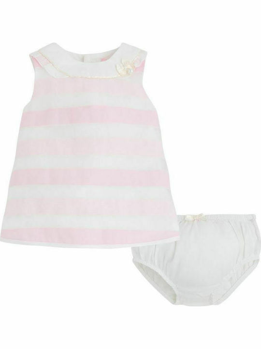 Mayoral Kids Dress Striped Sleeveless White