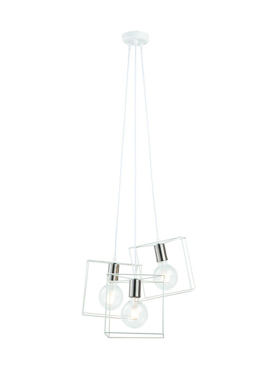 ArkoLight Μοντέρνο Κρεμαστό Φωτιστικό Τρίφωτο με Ντουί E27 σε Λευκό Χρώμα
