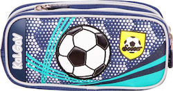 KalGav Soccer Pencil Case with 3 Compartments Blue