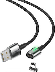 Baseus Zinc Împletit / Magnet detasabil USB-A la Cablu Lightning Negru 2m (CALXC-B01)