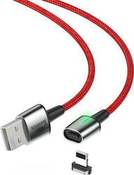 Baseus Zinc Плетена / Магнитно отделяемо USB-A към Lightning кабел Червен 1м (CALXC-A09)