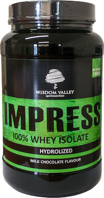 Wisdom Valley Impress 100% Whey Isolate Πρωτεΐνη Ορού Γάλακτος Χωρίς Γλουτένη & Λακτόζη με Γεύση Milk Chocolate 1kg