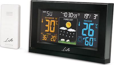 Life Tundra Curved Wireless Digital Weather Station Tabletop Black