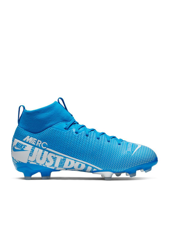 Nike Παιδικά Ποδοσφαιρικά Παπούτσια Ψηλά Mercurial Superfly 7 Academy με Τάπες και Καλτσάκι Μπλε