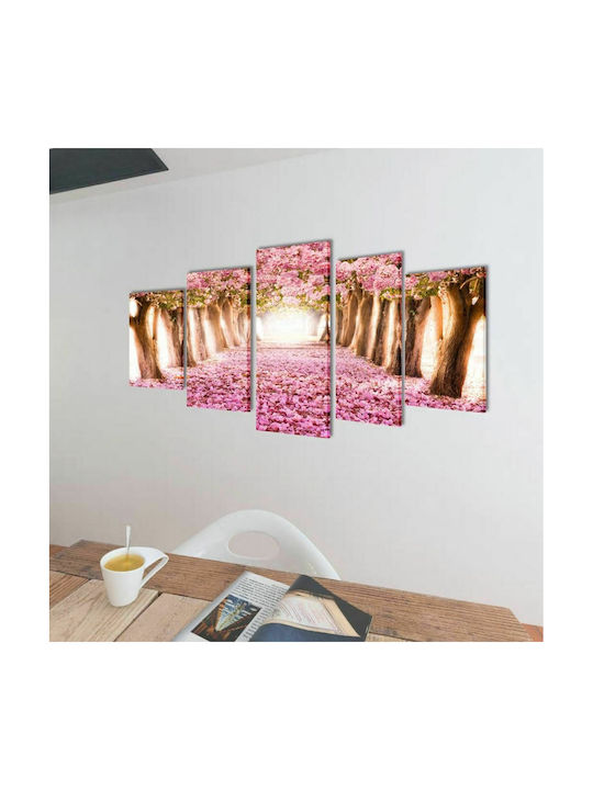 vidaXL Fivefold Painting on Canvas 100x50cm