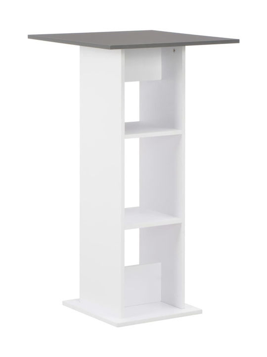 Square Table Bar Wooden White 60x60x110cm