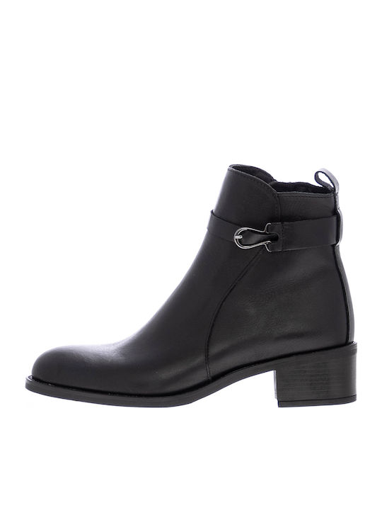 Alpe Leather Women's Ankle Boots with Medium Heel Black