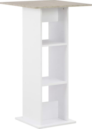 Square Table Bar Wooden White / Concrete 60x60x110cm