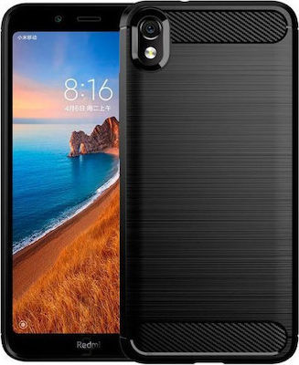 Brushed Carbon Coperta din spate Silicon Negru (Redmi 7A)