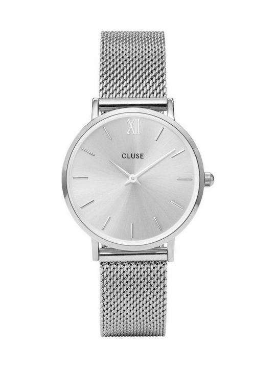 Cluse Minuit Mesh Watch with Silver Metal Bracelet