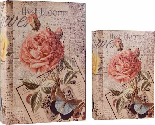 SP Souliotis Wooden Book Decorative Boxes Set Flowers 2pcs