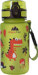 AlpinPro Пластмасова бутилка за вода за деца Дино Зелен 350мл