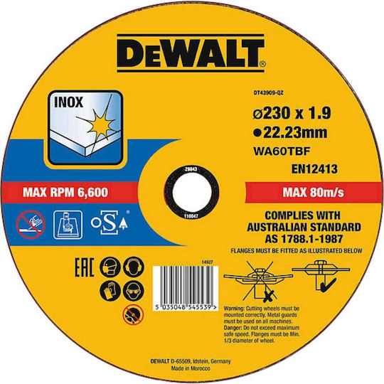 Dewalt Δίσκος Κοπής Μετάλλου 230mm
