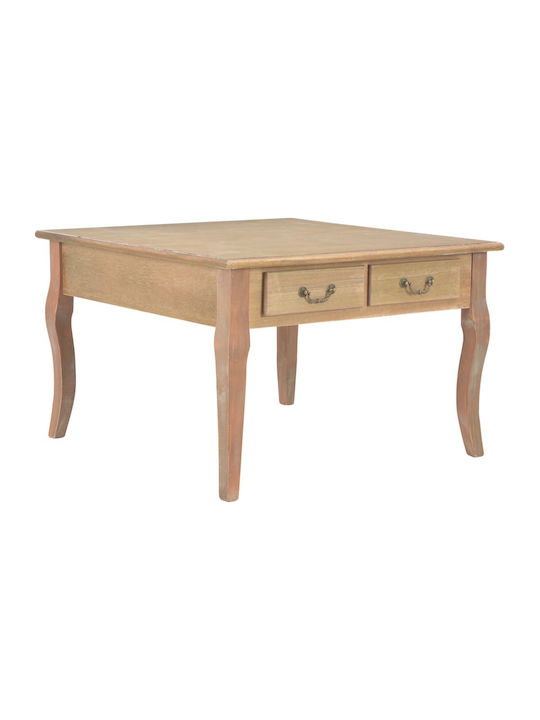 Square Wooden Coffee Table Natural L80xW80xH50cm