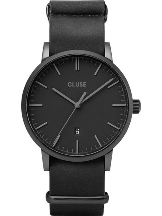 Cluse Aravis Nato Men's Watch 40mm Battery with Black Leather Strap
