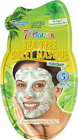 Montagne Jeunesse Tea Tree Sheet Sheet Μάσκα Προσώπου για Αναζωογόνηση 10ml