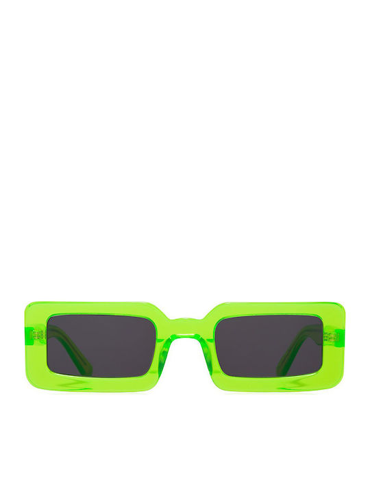 De-Sunglasses Neon Women's Sunglasses with Green Acetate Frame and Gray Lenses