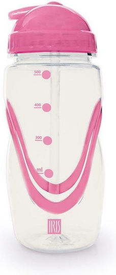 Iris Barcelona Kids Water Bottle Plastic with Straw Pink 350ml