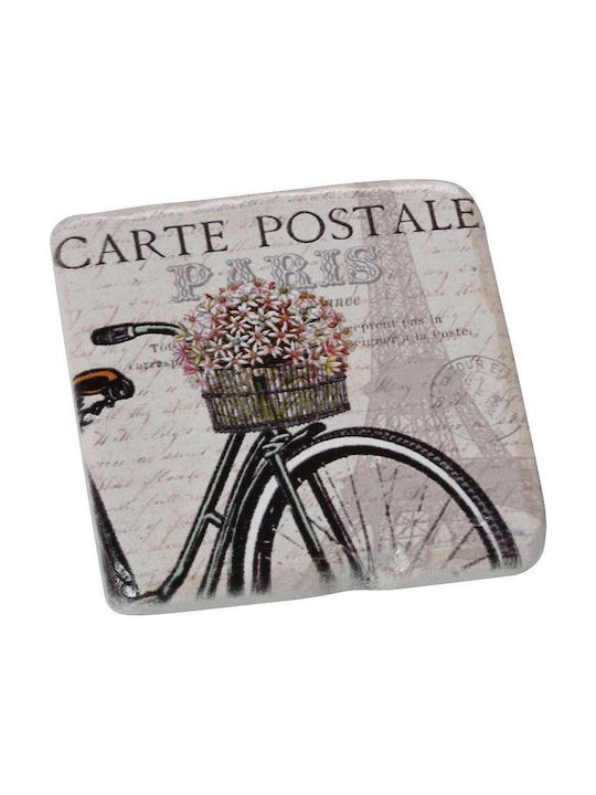 Espiel Ceramic Beige Coasters Bicycle 9x9cm 6pcs