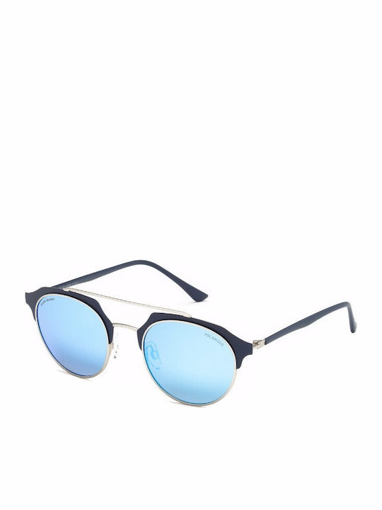 Solano Women's Sunglasses with Blue Metal Frame and Blue Polarized Mirror Lens SS10219A
