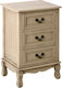 Vintage Bedside Table of Solid Wood Beige 43x33x66cm