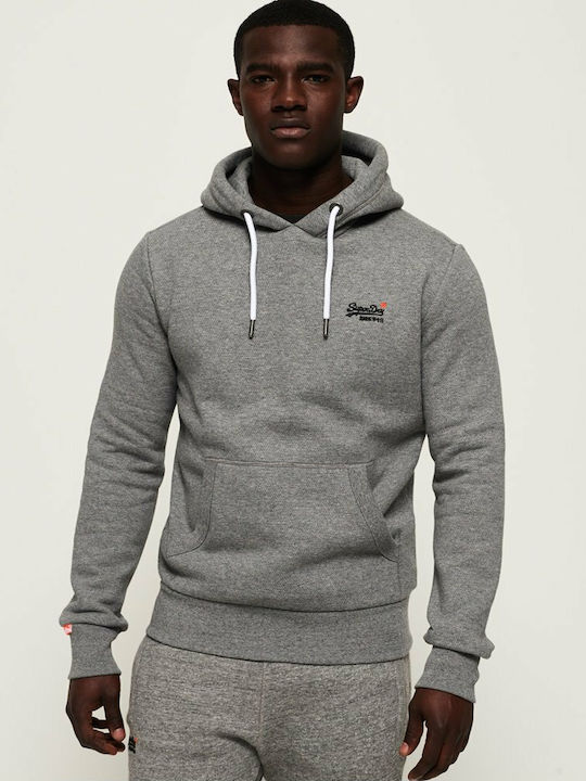 Superdry Orange Label Classic Men's Sweatshirt with Hood and Pockets Hammer Grey Feeder