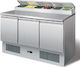 Karamco Edelstahl Kühltisch Salat 368Es mit 3 Türen und Kühlaggregat +2/+8°C L136.5xB70xH85cm PS300
