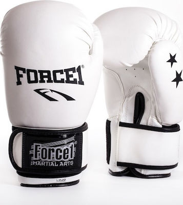 Force1 F-1000 Synthetic Leather Boxing Competition Gloves White