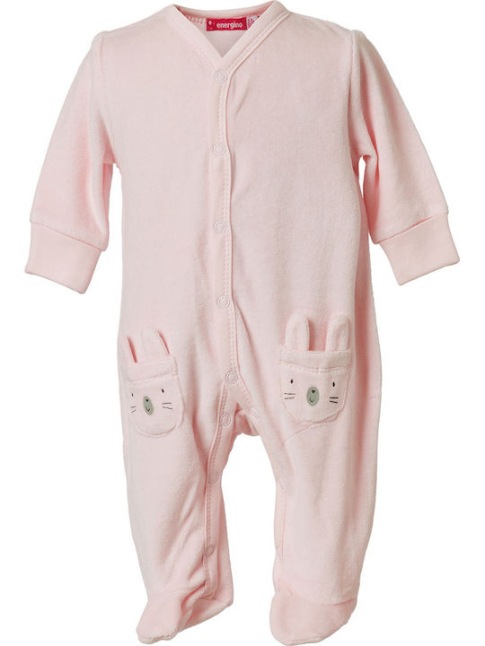 Energiers Baby Bodysuit Long-Sleeved Velvet Pink